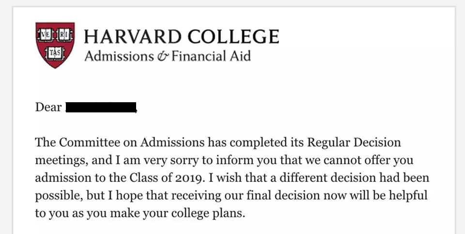 Harvard reject letter 3