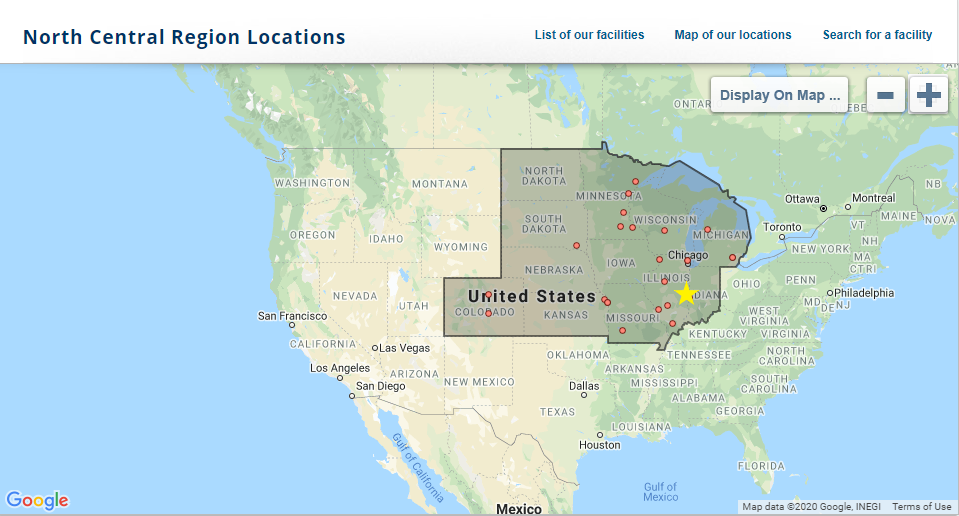 Map of BOP facilities