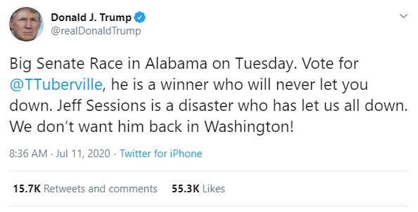Trump tweet recent sessions